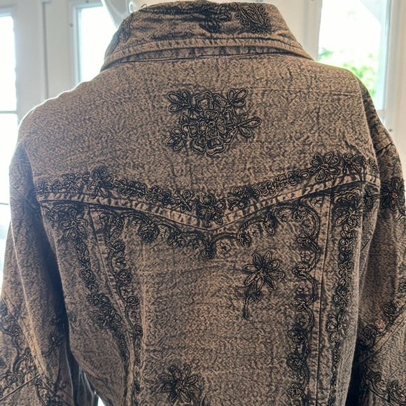 Urban Tribe Brown Cotton Enbroidered & Beadrd Jacket with Crochet Trim Size M - Picture 7 of 12